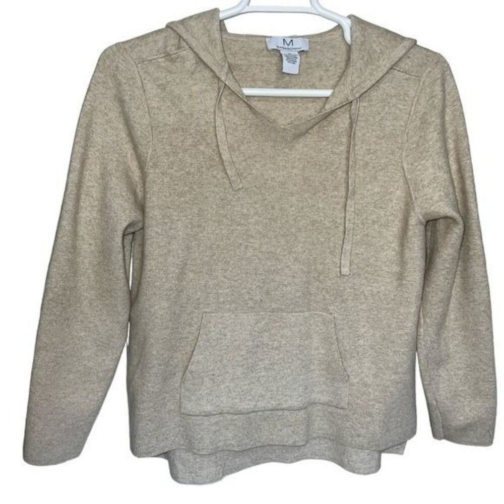 Magaschoni Hoodie Womens XL Khaki Knit Pullover Soft Lightweight Casual Sweater
